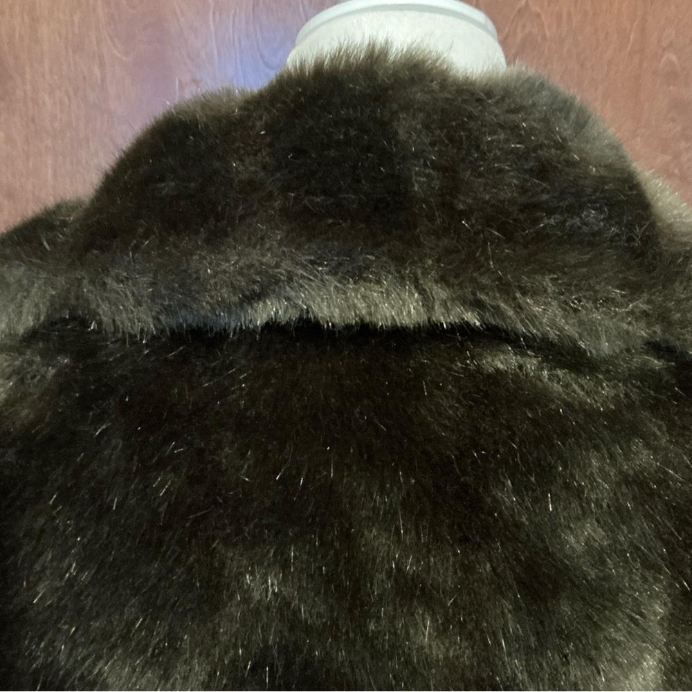 Womens Vintage 80s Faux Fur Coat Brown Mixed Size L/XL Luxurious Glam Party - Picture 9 of 14
